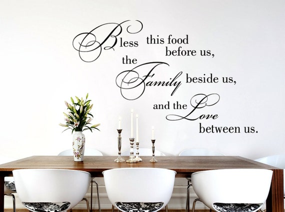 Bless This Food Wall Decal Dining Room Signs Decal Kitchen Decor Wall Decal Love Between Us Wall Decal Family Wall Decals Vinyl Decals