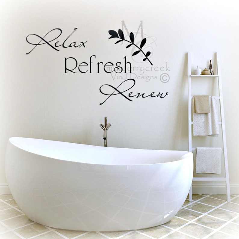 Bathroom Sign Relax Refresh Renew Wall Decal Bath Spa Salon Decals Master Bedroom