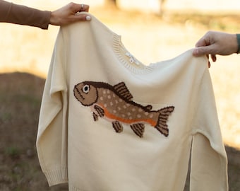 Dockside Sweater -- Fish Sweater, 100% Cotton