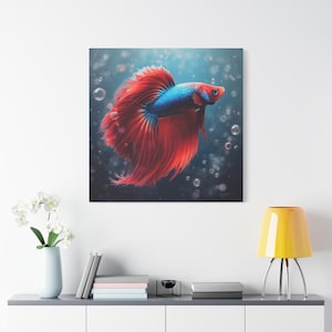 Betta Fish Canvas Print: Art, Colorful Home Decor, Pet Lovers, Beta Wall Art