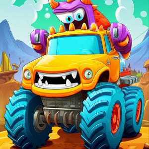 120 Monster Truck Coloring Pages | Printable Coloring Sheets for Kids | Digital Download PDF