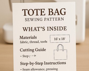 Tote Bag Sewing Pattern PDF | Easy Tote Bag Pattern | Beginner Sewing ...