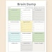 Brain Dump Worksheet Printable PDF | Productivity Planner Page | Mind ...
