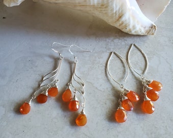 Carnelian Earrings - Sterling Silver Earrings - Dangle Earrings -Drop Earrings - Healing Gemstones - Choose your style - Waves & Waterfalls