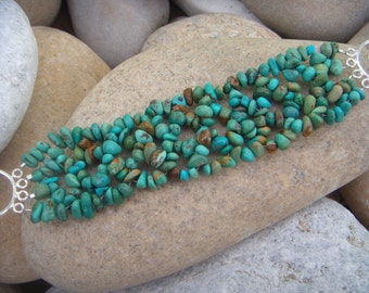 Turquoise Bracelet - Beaded Bracelet -  Chunky Cuff  - Thick Bracelet - Intricate Bracelet - Healing Gemstone - December Birthstone