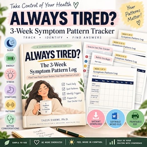 Symptom Tracker Printable, Fatigue Log PDF, Health Pattern Journal, Doctor Visit Prep Planner Instant Download