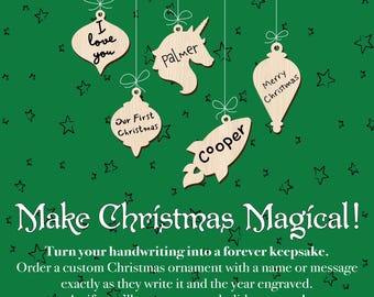 Custom Handwritten Engraved Christmas Ornaments