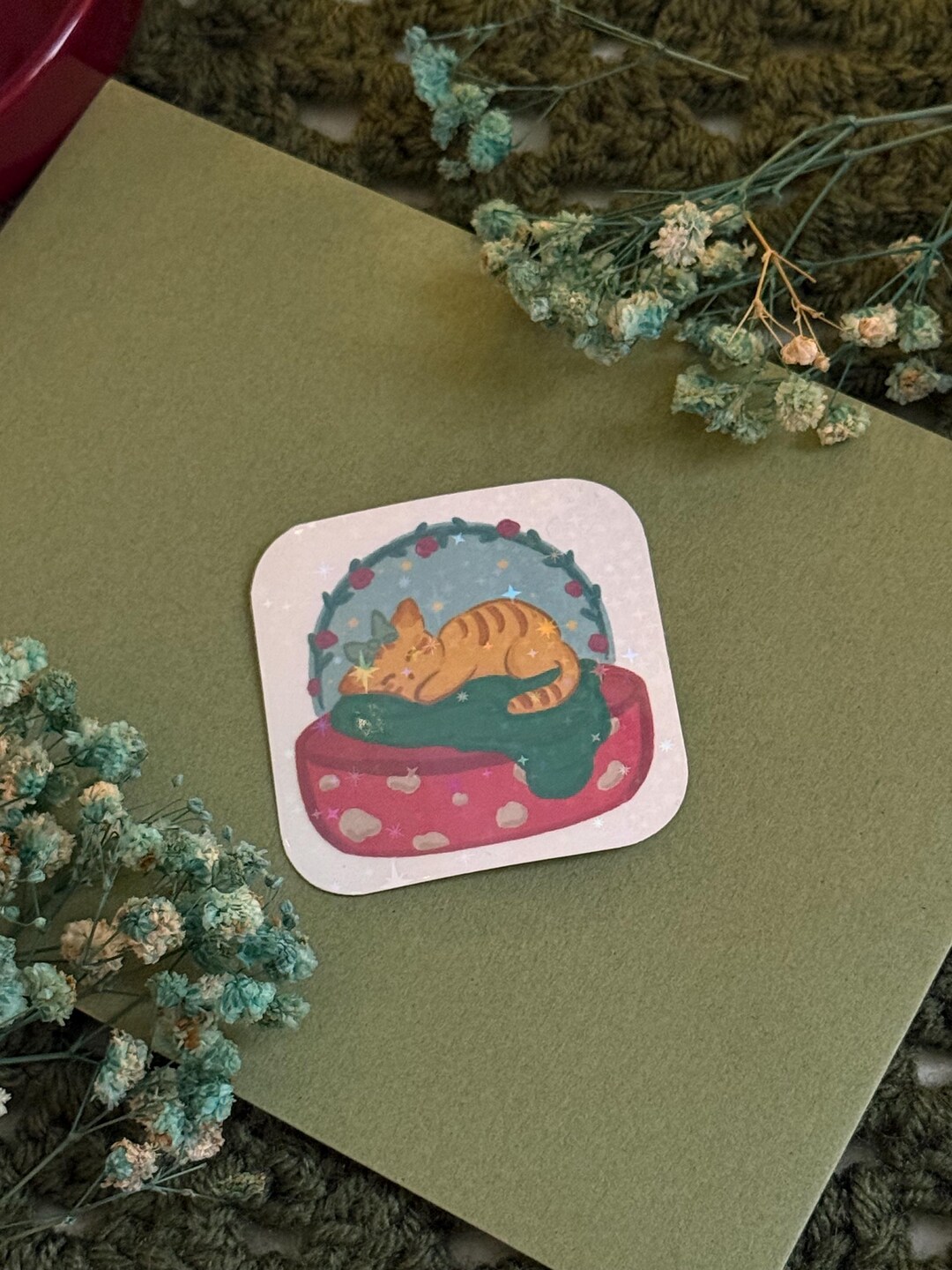 Cute Sleeping Kitty Sticker | Waterproof Vinyl | Laptop Sticker, Water ...