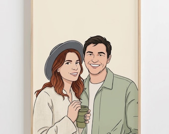 Custom Couple Portrait | Best Friend Gift | Personalized Illustration from Photo | Digital Artwork