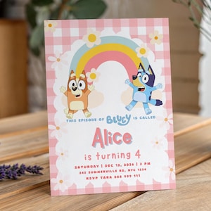 Digital Bluey Birthday Invitation Template, Editable Canva File, Instant Download, Bluey Party Invite for Kids, Personalize Online