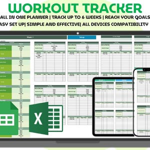Workout Planner Google Sheets Exercise Tracker Spreadsheet Fitness Journal Gym Template Weightlifting Log Home Workout Calendar Dashboard