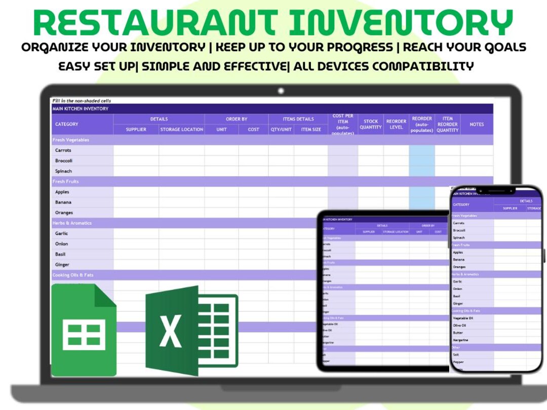 catering inventory checklist google sheets food... Simple Restaurant Kitchen Inventory Google Sheets Excel Food Stock ...