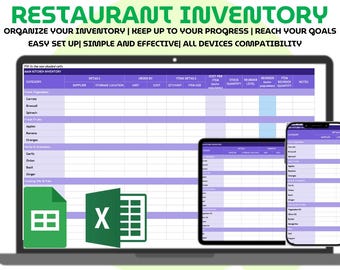 Simple Restaurant Kitchen Inventory Google Sheets Excel Food Stock Supply Tracker One Sheet Restaurant Inventory Management Spreadsheet