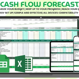 Cash Flow Forecast Spreadsheet Excel Google Sheets Template 12 Month Cashflow Tracker Business Finance Budget Planner Simple One Sheet