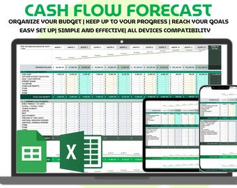 Cash Flow Forecast Spreadsheet Excel Google Sheets Template 12 Month Cashflow Tracker Business Finance Budget Planner Simple One Sheet
