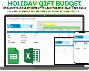 Gift Tracker Spreadsheet Budget Planner Google Sheets Excel One Sheet Gift List Organizer Simple Shopping Budget Template for Holidays