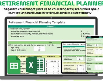 Retirement Budget Planner Excel Google Sheets Financial Planning Template Savings Tracker Income Expense Forecast Retirement Calculator