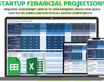 Startup Financial Planner Excel Google Sheets Budget Template Business Expense Tracker Profit and Loss Forecast Cash Flow Spreadsheet