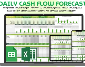 Daily Cash Flow Tracker Template Excel Google Sheets Small Business Cashflow Forecast Inflow Outflow Financial Planner Spreadsheet