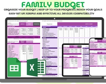 Family Budget Planner Google Sheets Excel Monthly Annual Budget Household Expense Tracker Fixed Variable Expenses Money Management