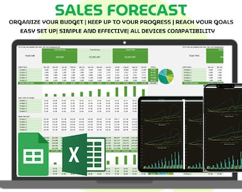 Business Sales Forecast Template Excel und Google Sheets Umsatzprojektion Dashboard Finanzplanung Tracker 3 Jahresbudget Tabelle