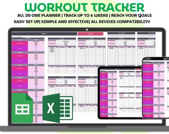Workout Planner Google Sheets Fitness Tracker Spreadsheet Workout-Tracker Gym Vorlage Gewichtheber Journal Home Workout Kalender Dashboard