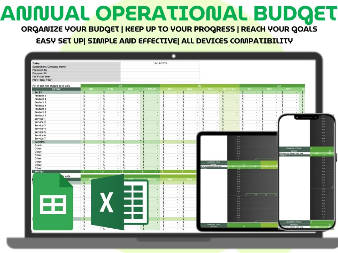 Annual Operating Budget Template Excel & Google Sheets Simple Operating ...