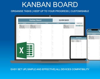 Excel Kanban Board and Project Tracker | Task & Team Management | Editable Project Planner | Small Business Task Organizer (Excel)