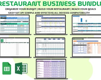 Restaurant Business Excel Google Sheets Template Annual Budget Tracker Bookkeeping Dashboard Inventory Expense Planner and Food Cost Manager