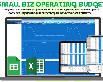 Small Business Operating Budget Spreadsheet Excel Google Sheets Monthly Expense and Revenue Tracker Financial Forecast Template Dashboard