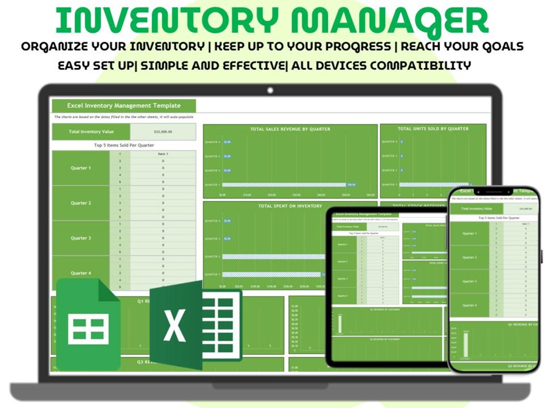 Inventory Management & Tracker Spreadsheet Excel Google Sheets Small ...