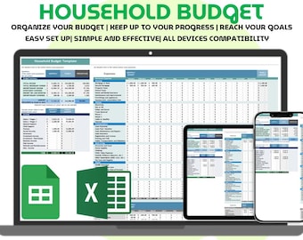 Family Budget Planner Google Sheets Excel Household Budget Template Couples Monthly Expense Tracker Simple Personal Finance Spreadsheet