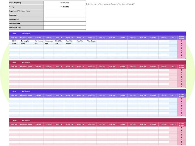 Employee Work Schedule Template Excel Google Sheets Weekly Staff Roster ...