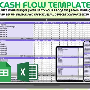 3 Year Annual 12 Month Cash Flow Template Excel Google Sheets Business Budget Planner Financial Forecast Cashflow Statement Spreadsheet