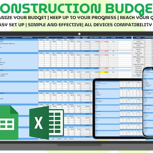 Construction Budget Template Excel and Google Sheets Simple Building Cost Tracker Contractor Expense Worksheet Green Project Estimator