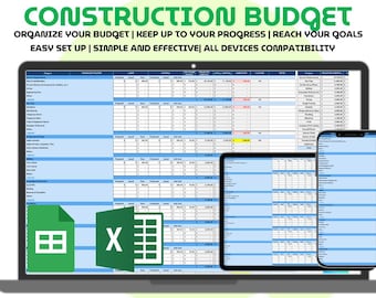 Construction Budget Template Excel and Google Sheets Simple Building Cost Tracker Contractor Expense Worksheet Green Project Estimator