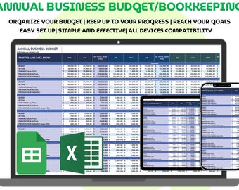 Simple Annual Business Budget Template Excel Google Sheets annual Financial Tracker One Tab Annual Bookkeeping Planner for Small Business