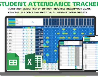 Student Attendance Tracker Spreadsheet Excel Google Sheets Daily School Attendance Log Class Attendance Record Absence Tracker Template