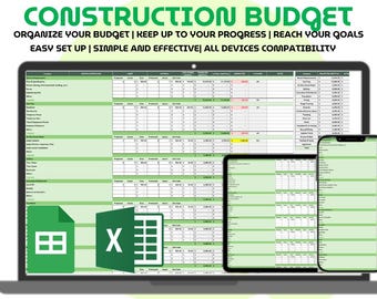 Construction Budget Excel Template Google Sheets Download Custom Automated Project Cost Tracker Single Sheet Side Dashboard Home Reno Build