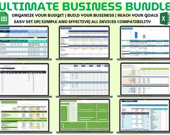 Small Business Bundle Google Sheets Excel Bookkeeping Inventory Tracker Expense Budget Planner Marketing Dashboard Startup Finance