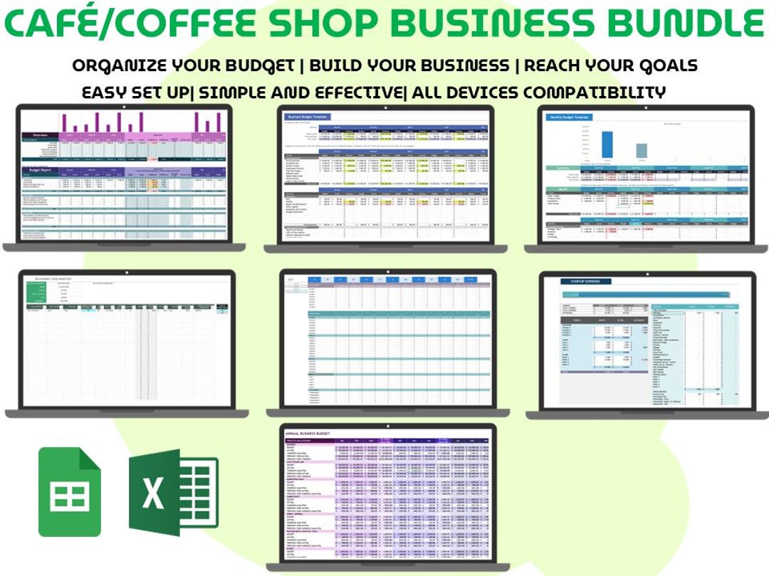 Cafe Coffee Shop Business Bundle Excel Google Sheets Bookkeeping ...