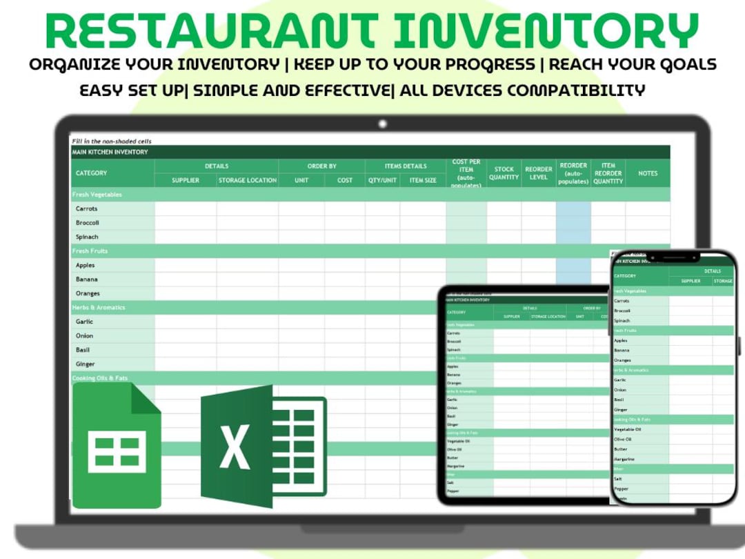 restaurant inventory spreadsheet | food cost &... Restaurant Food Inventory Template Google Sheets Excel Kitchen Stock ...