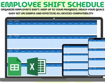 Sjabloon ploegenschema werknemer Excel Google-spreadsheet Wekelijkse personeelsplanner Werkroostertracker Aanpasbare spreadsheet met werkschema werknemers