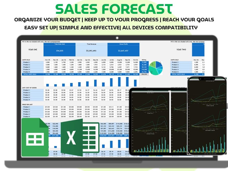 Sales Forecast Template Excel and Google Sheets Business Revenue ...