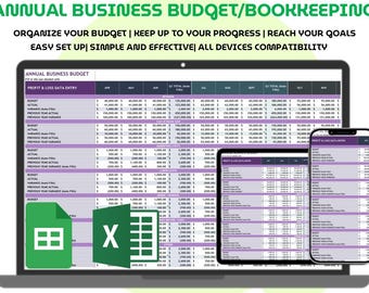 Simple Annual Business Budget Template Excel Google Sheets annual Financial Tracker One Tab Annual Bookkeeping Planner for Small Business