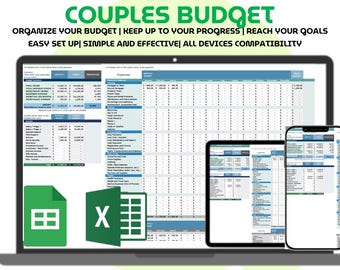 Couples Budget Planner Google Sheets Excel Monthly Annual Budget Spreadsheet Shared Expense Tracker Fixed Variable Expenses Financial