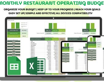 Restaurant Budget Planner Excel Google Sheets Monthly Operating Expense Tracker Monthly Cost Forecast Restaurant Finance Management Template