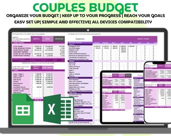 Couples Budget Planner Google Sheets Excel Monthly Annual Budget Spreadsheet Household Expense Tracker Fixed Variable Expenses Finance