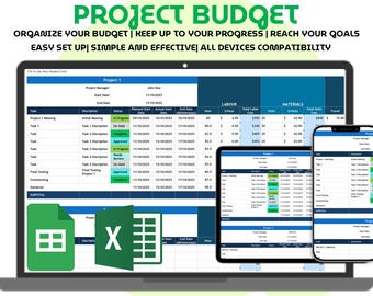 Simple Project Budget Tracker Spreadsheet One Sheet Project Cost Expense Budget Management Excel Google Sheets Business Finance Planner