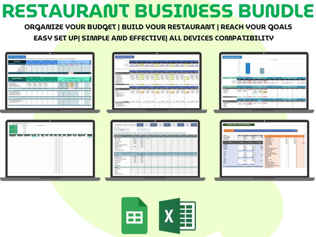 Restaurant Business Bundle Excel Google Sheets Templates Bookkeeping ...